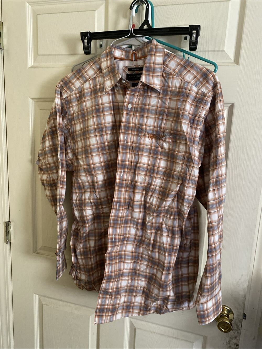 Ariat Pro Series Western Shirt Mens L Plaid Button Cowboy
